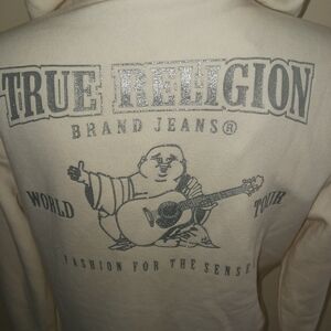 True Religion Off-White Hoodie with Graphic Design
